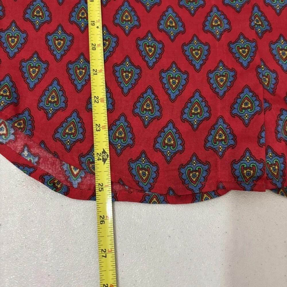 Vintage Liz Wear Button Down Collared Red Shirt Western Boho Women Petite Small